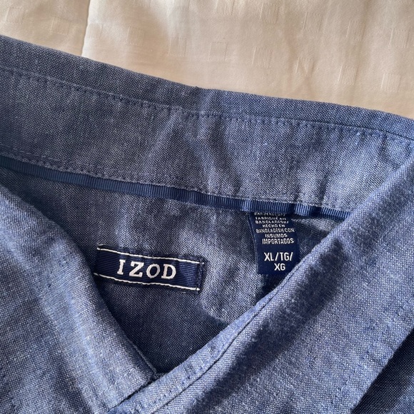 Luxury Linen Short Sleeve Button Front Men's Shirt XL Medieval Blue - Picture 6 of 8